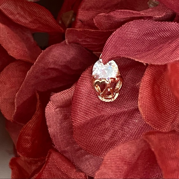Rose Gold Crystal Skull Stud Earrings - Picture 12 of 16